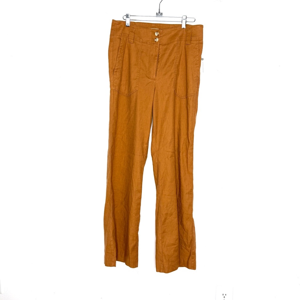 NWT Anthropologie Maeve The Naomi Wide Leg Flare Pants Bronze 10 - Picture 2 of 4